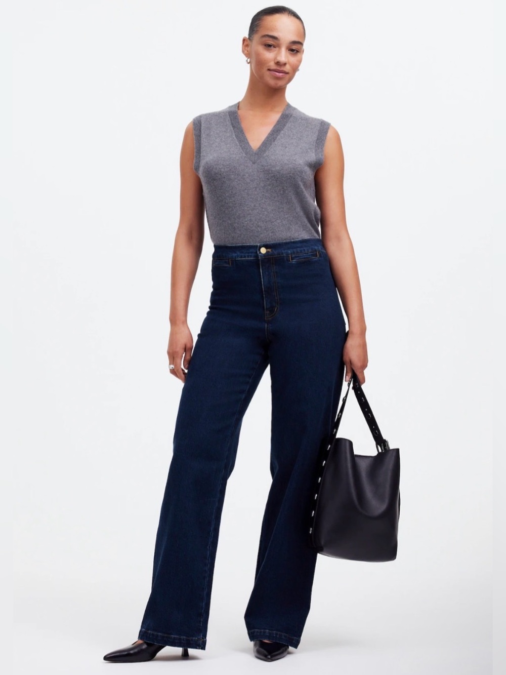 Madewell The Curvy Emmett Wide-Leg Jean in Leffers Wash: Welt Pocket Edition
